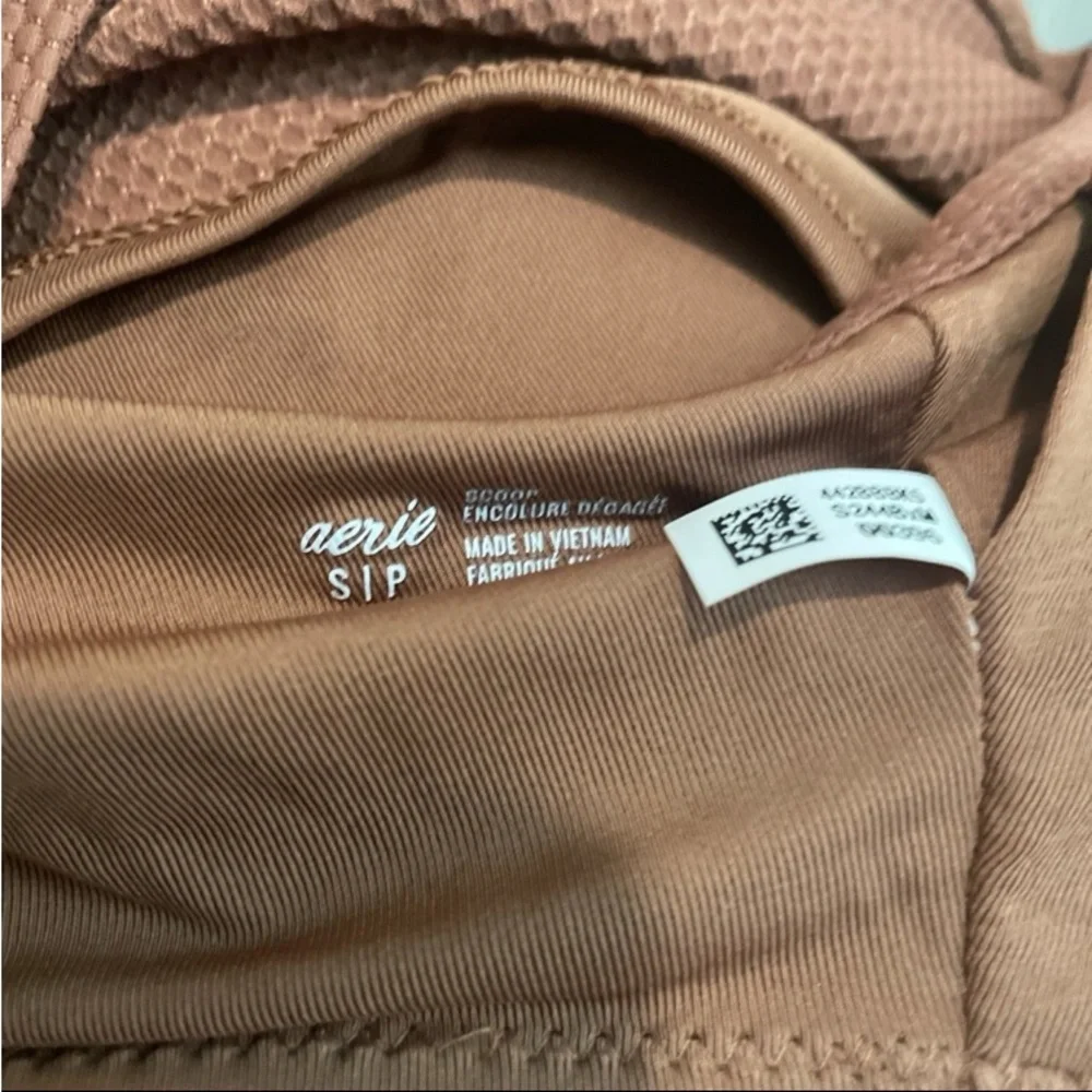 Aerie Brown Fitted Crop Bikini Top - Picture 2 of 3
